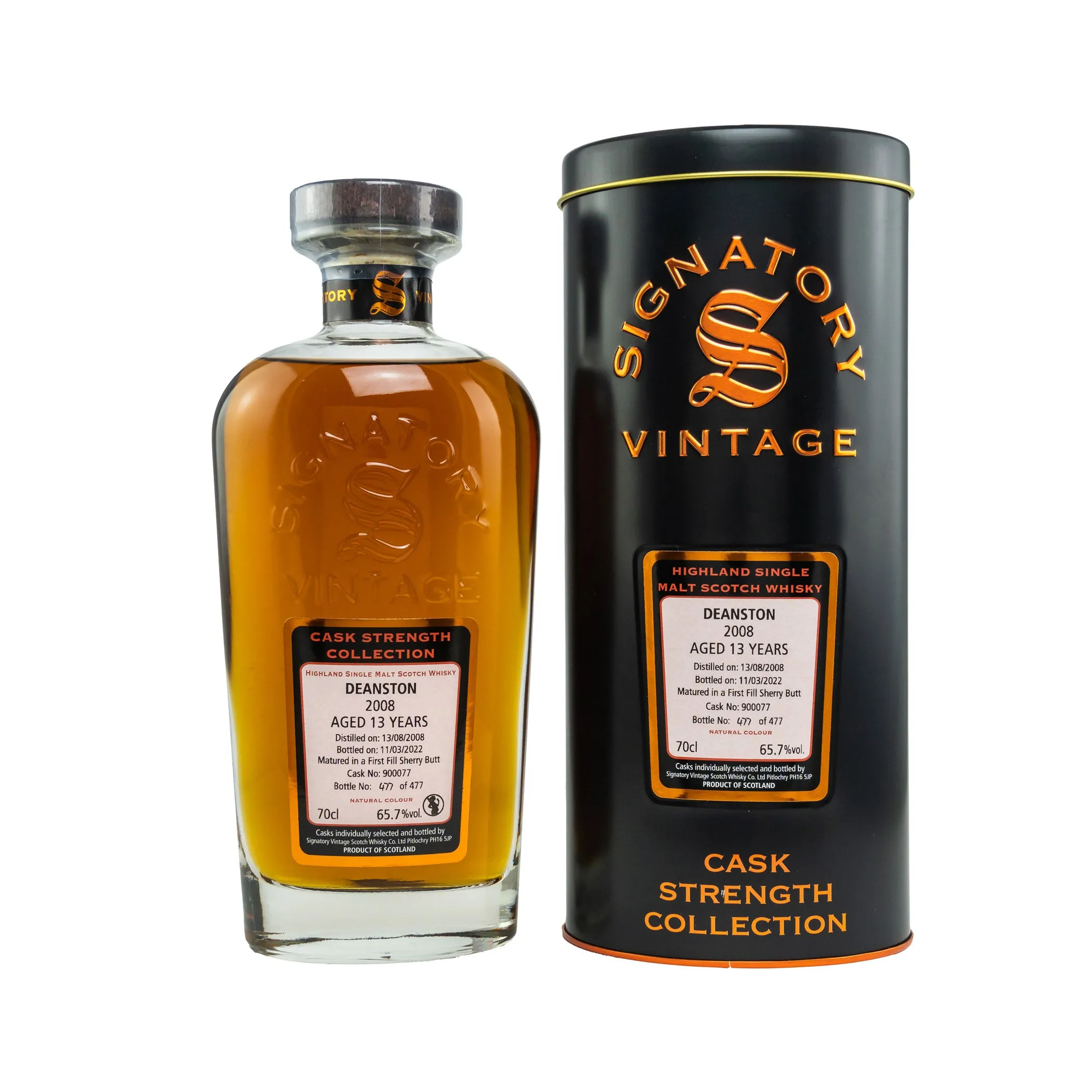 Deanston 2008/2022 13 Jahre 1st Fill Sherry Butt No. 900077 – Signatory Cask Strength
