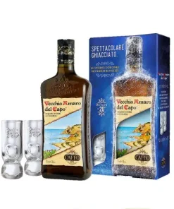 Caffo Vecchio Amaro del Capo Kräuterlikör 0,7 Liter + 2 Gläser in Geschenkverpackung