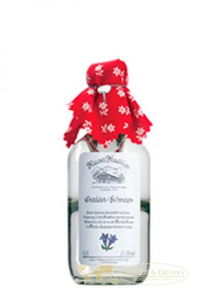 Hauser Tradition Enzian Henkelflasche mit Tuch 0,2 Liter – Bild 2