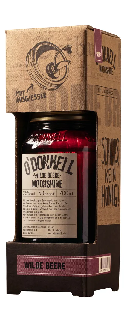 O’Donnell Moonshine Kombiset Wilde Beere Alk.25vol.% 0,7l inkl. Ausgießer – Bild 2