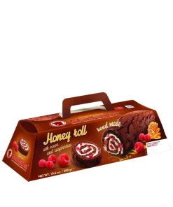 MARLENKA Honig-Roulade mit Kakao und Himbeeren